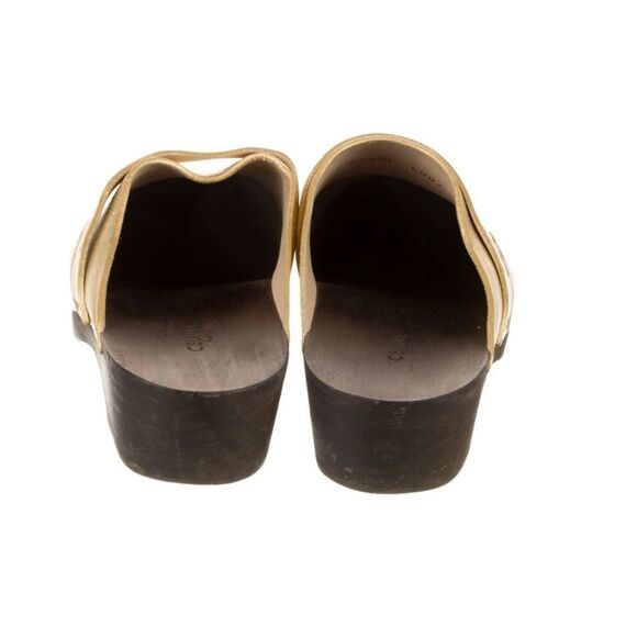Celine Gold Leather Clogs with Embossed Triomphe Logo - Picture 4 of 4